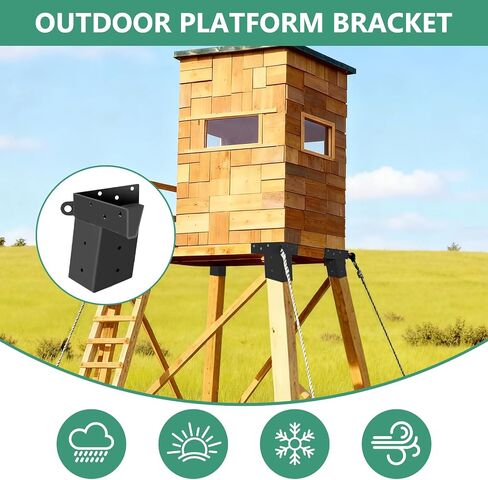 Deer Stand Brackets 4x4, 4 Pcs Outdoor 4x4 Compound Angle Brackets for Deer Blind Brackets, Outdoor Platforms Bracket, Shooting Shacks, Observation Decks and Tree Houses in Saudi Arabia