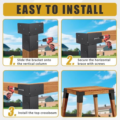 4 Pcs 4"x 4" Deer Stand Brackets | Elevator Bracket Multi-Use Platform Bracket for Outdoor Platforms|Deer Hunting|Shooting Shack|Observation Decks& Tree Houses in Saudi Arabia