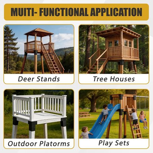 4 Pcs 4"x 4" Deer Stand Brackets | Elevator Bracket Multi-Use Platform Bracket for Outdoor Platforms|Deer Hunting|Shooting Shack|Observation Decks& Tree Houses in Saudi Arabia