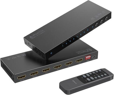 HDMI Multiviewer Switch 4x1 with PIP, PORTTA Quad Multi Viewer Seamless Switcher 4 in 1 Out with Toslink, 3.5mm Audio Output Support 1080p 60Hz, 6 Viewing Modes, Downscaler, Compatible with PS4 Xbox in Saudi Arabia