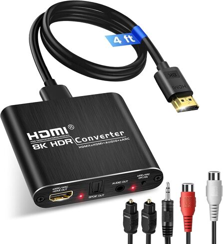 avedio links HDMI eARC/ARC Audio Extractor 4K@60Hz, HDMI to Optical Toslink SPDIF & 3.5mm AUX Stereo Audio Converter Splitter, HDCP 2.2, PCM/DTS 5.1 | Supports HDCP 2.2 and PCM/DTS 5.1 audio formats, Compatible with TVs, Soundbars, AV receivers, Blu-ray p in Saudi Arabia