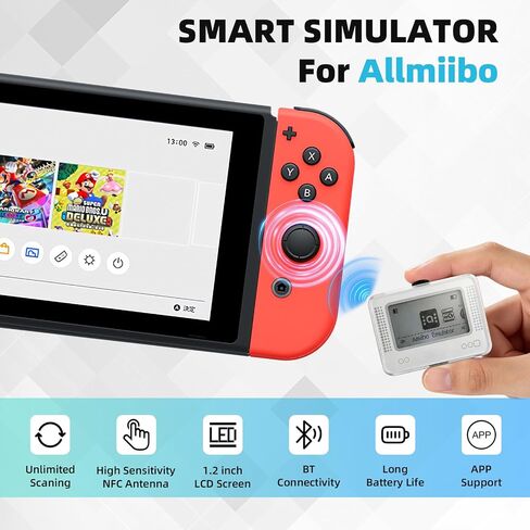محاكي علامة NFC، لجهاز Switch/3DS/Wii U - تخزين بيانات Ultimate 3000+، متوافق مع أكثر من 50 لعبة، شاشة OLED مقاس 1.4 بوصة، شحن من النوع C، زر نابض، دليل مستخدم إضافي، ترقية محاكي NFC in Kuwait