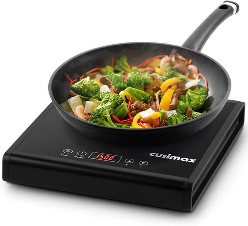 CUSIMAX Hot Plate 1500W Infrared Burner with Touch Panel, LED Display, Adjustable Power and Time 2h, Portable Electric Stove Crystal Glass Countertop Burner, Compatible with All Cookware in Saudi Arabia