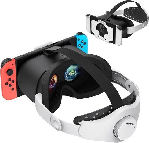 Upgraded VR Headset for Nintendo Switch & Switch OLED Model, Switch VR Virtual Boy Games Glasses with Adjustable HD Lenses and Head Strap with Rotary Button, Labo VR for Switch Accessory(Black&White) in Saudi Arabia