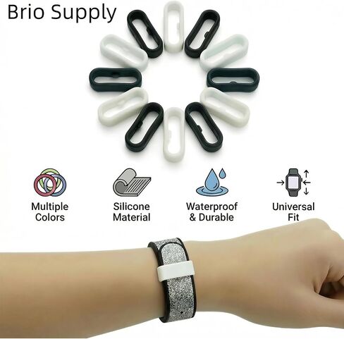 Brio Supply 12 Pack Band Keeper Compatible with Disney MagicBand 2.0 & Plus, Silicone Fastener Rings Security Loop Holder, Magic Band Locks Clips Accessories for Smart Watch Strap (Black & White) in Saudi Arabia