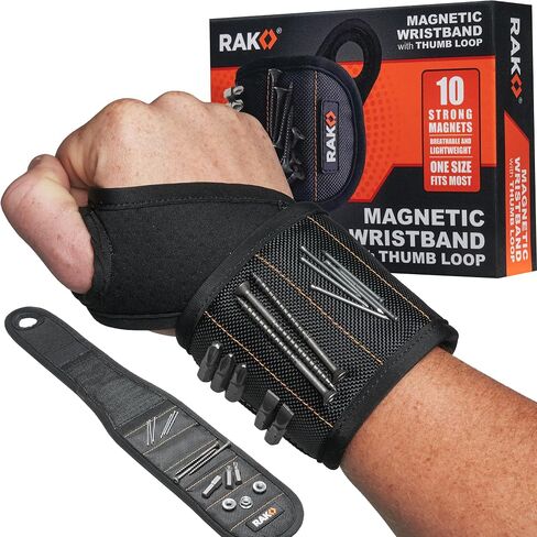 RAK Magnetic Wristband for Tools - Premium Tool Belt for Holding Screws Nails with Powerful Magnets, Birthday Gifts for Men, Cool Gadgets Stuff Gifts for Dad, Husband, Grandpa, Handyman, Him in Kuwait