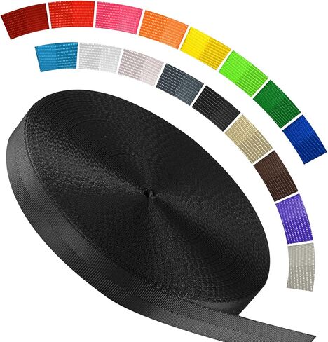 Polyester Webbing Strap 16+Colors – 1"&1.5"&1.9" – 16.5 25 33 55 Yards Heavy Duty Webbing Roll, Flat Webbing Strap for Indoor&Outdoor Gear, Climbing, DIY Crafting, Repairing in Saudi Arabia