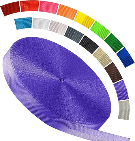 Polyester Webbing Strap 16+Colors – 1"&1.5"&1.9" – 16.5 25 33 55 Yards Heavy Duty Webbing Roll, Flat Webbing Strap for Indoor&Outdoor Gear, Climbing, DIY Crafting, Repairing in Saudi Arabia