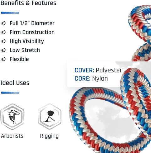 Pelican Arborist-16 Strand 12.7 mm (1/2 inch) Arborist - 7000 lbs Breaking Strength - Static Climbing Rope Used for Arborists - 120 ft - Plain End in Saudi Arabia