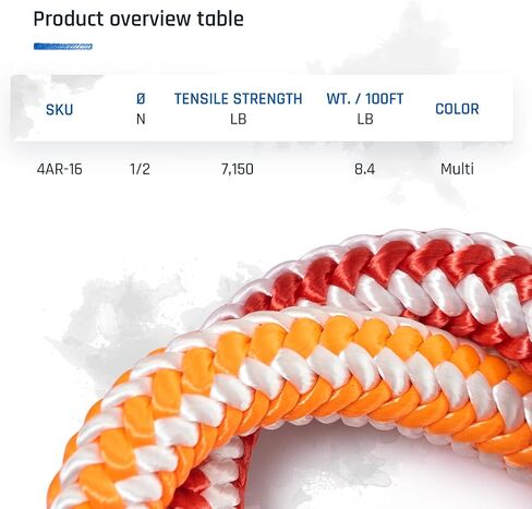 Pelican Arborist-16 Strand 12.7 mm (1/2 inch) Arborist - 7000 lbs Breaking Strength - Static Climbing Rope Used for Arborists - 120 ft - Plain End in Saudi Arabia