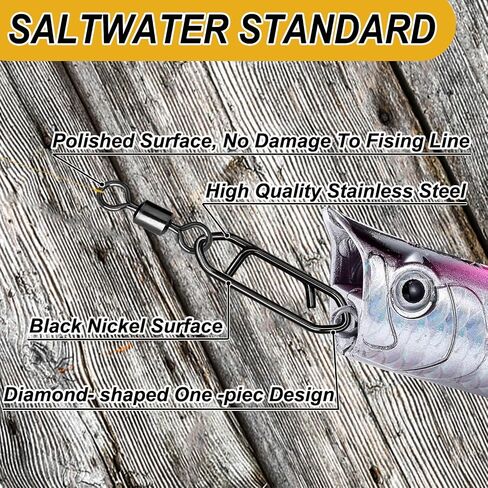 Snap Swivels Fishing Speed Clips for Quick Change, 70pcs Fishing Power Clips Barrel Swivels High Strength Clips Snap Freshwater Saltwater Popper Crankbait Lures Quick Snaps Connectors 6 Sizes in Saudi Arabia
