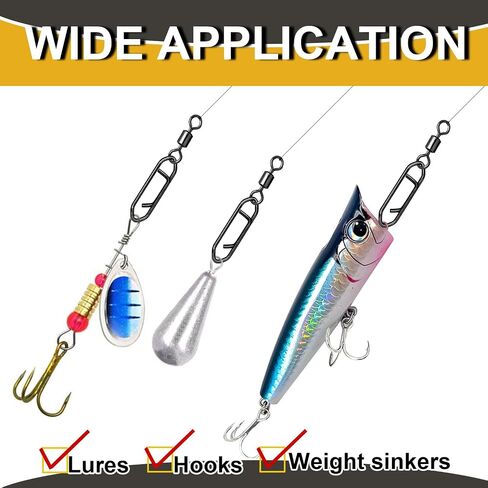 Snap Swivels Fishing Speed Clips for Quick Change, 70pcs Fishing Power Clips Barrel Swivels High Strength Clips Snap Freshwater Saltwater Popper Crankbait Lures Quick Snaps Connectors 6 Sizes in Saudi Arabia