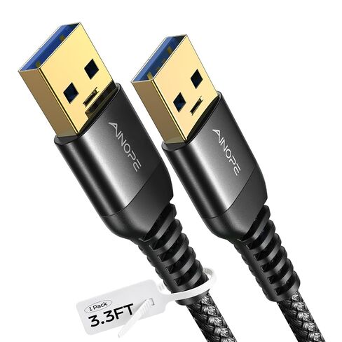 AINOPE USB to USB Cable, 6.6FT USB 3.0 A to A Male to Male Cable 5Gbps Double End Type A Cord for Data Transfer Compatible with Hard Drive, Laptop Cooling Pad, USB Hub, KVM, DVD in Saudi Arabia