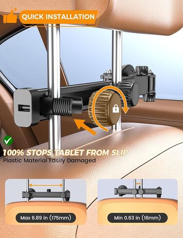 OHLPRO Car Headrest Tablet Holder, iPad Holder for Back Seat with Foldable Telescopic Arm, Magnetic Mount with MagSafe Compatibility for Phones, Fits iPad, Tablet, Road Trip Essentials for Kids in Saudi Arabia