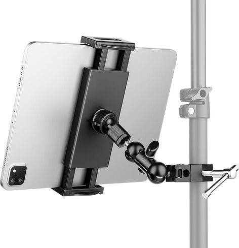 iPad Holder for Mic Stand, Side Mount iPad Music Stand Holder for Microphone, 360° Swivel Tilt Adjustable Mic Tablet Stand for 4.7-12.9" iPad Pro Galaxy Tabs in Saudi Arabia