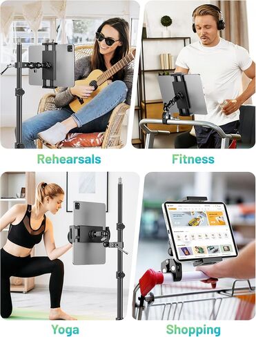 iPad Holder for Mic Stand, Side Mount iPad Music Stand Holder for Microphone, 360° Swivel Tilt Adjustable Mic Tablet Stand for 4.7-12.9" iPad Pro Galaxy Tabs in Saudi Arabia