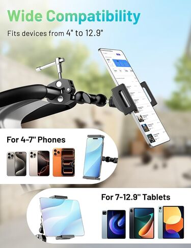 iPad Holder for Mic Stand, Side Mount iPad Music Stand Holder for Microphone, 360° Swivel Tilt Adjustable Mic Tablet Stand for 4.7-12.9" iPad Pro Galaxy Tabs in Saudi Arabia