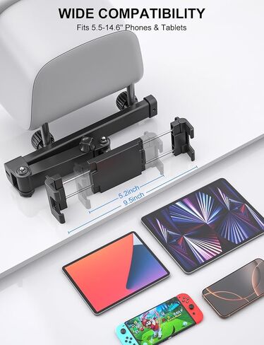 PLDHPRO Tablet Holder for Car Headrest Mount iPad Backseat Foldable Back Seat Stand Compatible 5.5-14.6'' Phones Tablets, Road Travel Essentials for Kids Accessories in Saudi Arabia