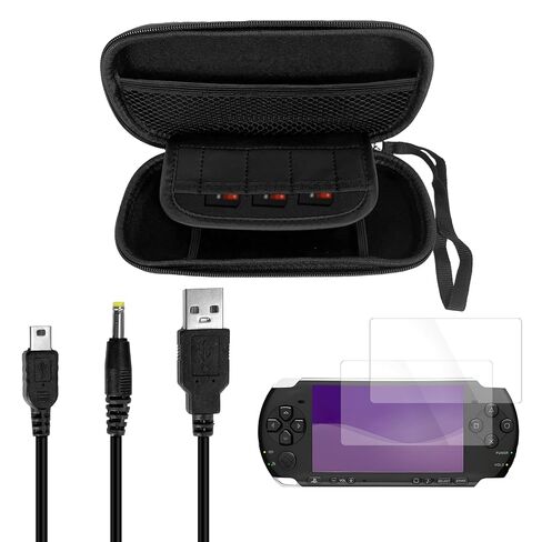 JDGPOKOO 5 in 1 Accessories Kit for PSP 2000/3000, Carrying Case for PSP 2000 3000, Protective Case Shell, 2 Set Screen Protectors and Charging&Date Cable, Compatible with PlayStation Portable 2000/3000 ONLY in Kuwait