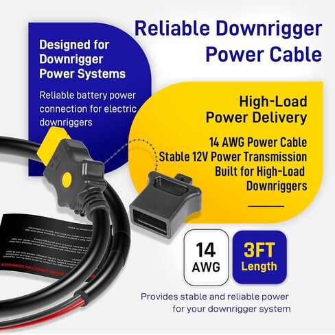 1903017-Compatible Battery End Cable Replacement, 3-Foot 12V Power Cord for Cannon Electric Downriggers, 30A Marine-Grade Waterproof Plug with Anti-Corrosion Cap in Saudi Arabia