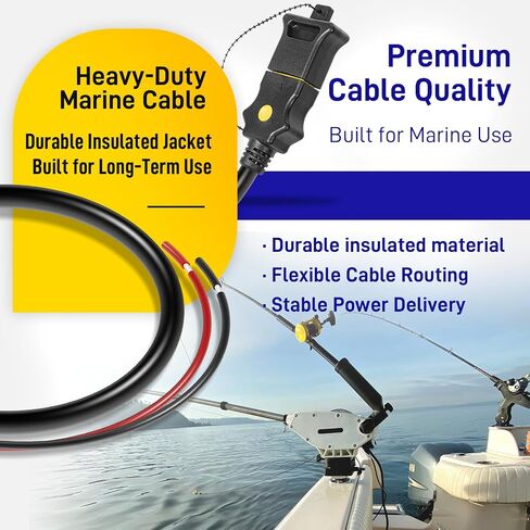 1903017-Compatible Battery End Cable Replacement, 3-Foot 12V Power Cord for Cannon Electric Downriggers, 30A Marine-Grade Waterproof Plug with Anti-Corrosion Cap in Saudi Arabia