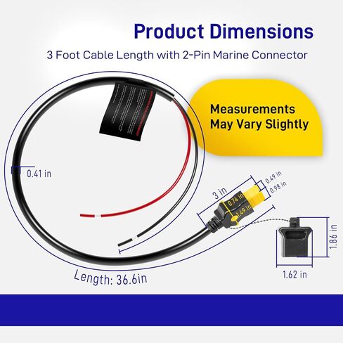 1903017-Compatible Battery End Cable Replacement, 3-Foot 12V Power Cord for Cannon Electric Downriggers, 30A Marine-Grade Waterproof Plug with Anti-Corrosion Cap in Saudi Arabia