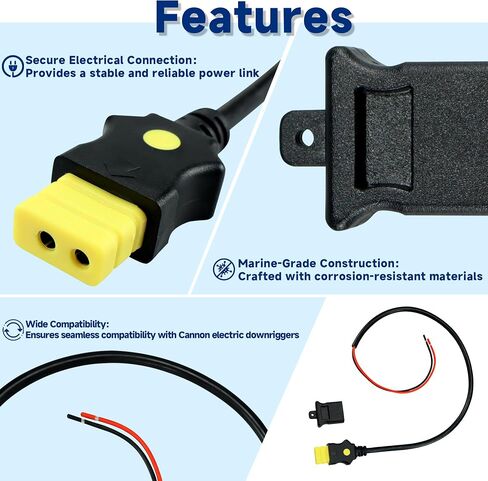1903017 Downrigger Battery End Cable Fit for Cannon Electric Downriggers 2008-up 3-Foot 12V Power Cord Rated 30 Amp Battery End Cable Downrigger Accessory with Anti-Corrosion End Cap in Saudi Arabia