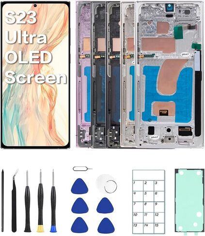 for Galaxy S23 Ultra OLED Screen Replacement with Frame and Tools | OLED Display、US Version、Fingerprint Sensor、Full Tool Kit、Installation Guide in Kuwait