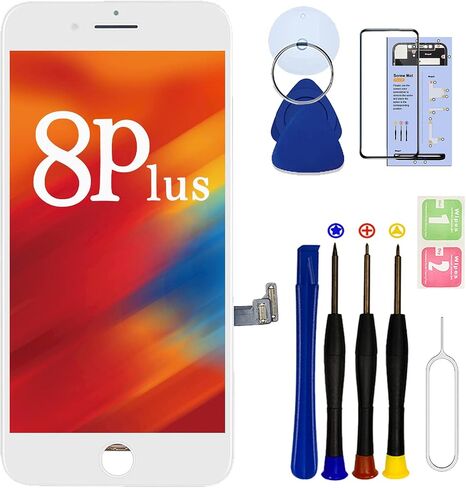 5.5 Inch for iPhone 8 Plus(A1864,A1897,A1898) Screen Replacement,3D Touch LCD Digitizer Display for iPhone 8 Plus,with Repair Tools Kit (White) | LCD Frame Assembly Digitizer for A1864,A1897,A1898,Repair Tool Kits,DIY Install in Saudi Arabia
