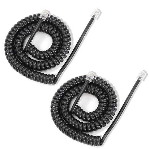 25FT Uncoiled RJ9 Handset Cord, 3.1FT Coiled Long Phone Cable for Landline | Awishwell Telephone Cord for Landline, Stretchy Spiral Handset Cable for Office Home Use, Compatible with All Corded Phones in Saudi Arabia