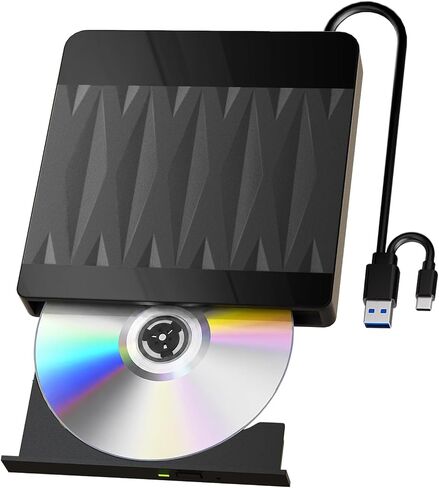 External Blu Ray Drive Bluray Burner External Support 3D Playback Discs | USB 3.0 Type-C BD/DVD/CD Writer for PC External Blu Ray Burner Compatible with Windows XP/7/8/10/11, Linux, Mac OS in Saudi Arabia