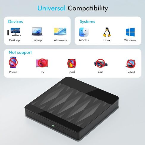 External Blu Ray Drive Bluray Burner External Support 3D Playback Discs | USB 3.0 Type-C BD/DVD/CD Writer for PC External Blu Ray Burner Compatible with Windows XP/7/8/10/11, Linux, Mac OS in Saudi Arabia
