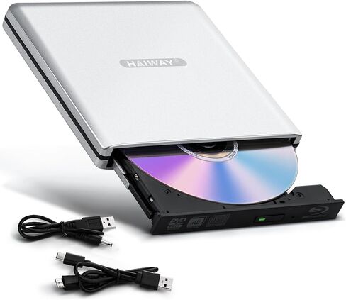 Haiway Aluminum External Blu Ray Drive Read/Write Bluray Burner for PC | USB 3.0 Type-C, Support 25G Disc, Portable 3D Blu-Ray BD DVD CD Burner, for Laptop Desktop PC, for Windows, macOS and Linux in Saudi Arabia