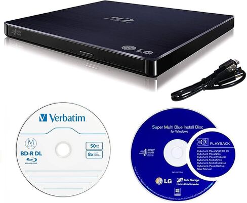 LG 6X WP50NB40 Ultra Slim Portable Black Blu-ray Burner with USB 2.0, 100GB BDXL Disc and Cyberlink Burning Software in Kuwait