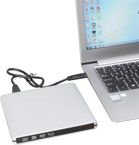 محرك أقراص بلو راي خارجي JOTEC Premium من الألومنيوم بدقة 4K UHD | ناسخ أقراص Blu-ray بدقة 4K، وواجهة USB 3.0 وType C مزدوجة، متوافق مع جميع موديلات أجهزة الكمبيوتر الشخصية وأجهزة Mac، ويدعم 100 جيجابايت و128 جيجابايت in Kuwait