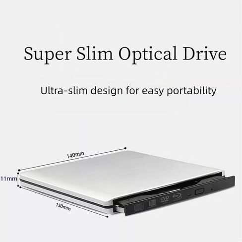 محرك أقراص بلو راي خارجي JOTEC Premium من الألومنيوم بدقة 4K UHD | ناسخ أقراص Blu-ray بدقة 4K، وواجهة USB 3.0 وType C مزدوجة، متوافق مع جميع موديلات أجهزة الكمبيوتر الشخصية وأجهزة Mac، ويدعم 100 جيجابايت و128 جيجابايت in Kuwait