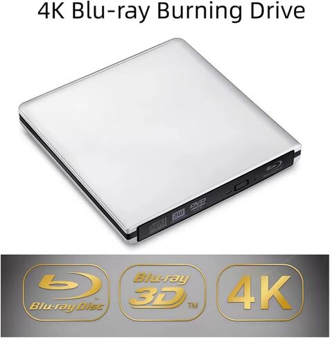 محرك أقراص بلو راي خارجي JOTEC Premium من الألومنيوم بدقة 4K UHD | ناسخ أقراص Blu-ray بدقة 4K، وواجهة USB 3.0 وType C مزدوجة، متوافق مع جميع موديلات أجهزة الكمبيوتر الشخصية وأجهزة Mac، ويدعم 100 جيجابايت و128 جيجابايت in Kuwait