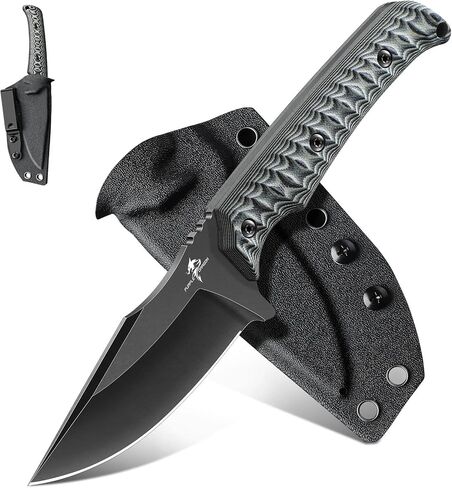 Purple Dragon Fixed Blade Knife - Full Tang Hunting Knife Gray | Kydex Sheath, Forged from a Single Piece of D2 Steel, G10 Handle, Gift Box in Kuwait