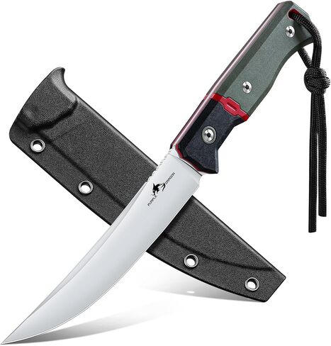 Purple Dragon Outdoor Knife for Boning - Trailing Point Boning Knife Green | Forged from a Single Piece of D2 Steel, Full Tang G10 Handle, Gift Box in Kuwait