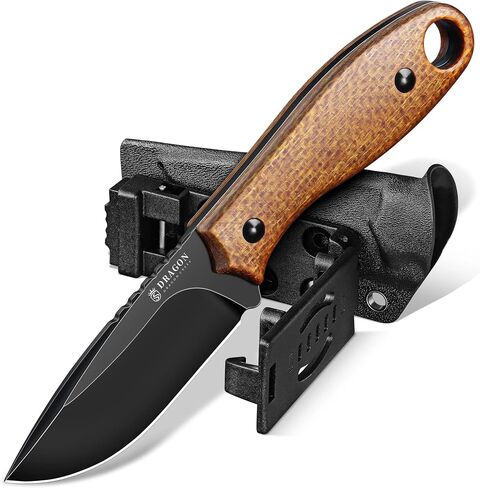 Dragon Creek Fixed Blade Knife - Full Tang Handle Black | Portable Sheath with Belt buckle in Saudi Arabia
