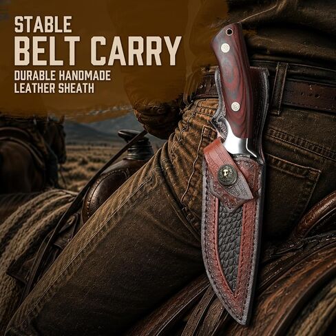 Purple Dragon Damascus Fixed Blade Knife with Sheath, Ideal Gift for Men | Hand-forged Full Tang Hunting Knife with Rosewood Handle For Outdoor Camping & Survival in Kuwait