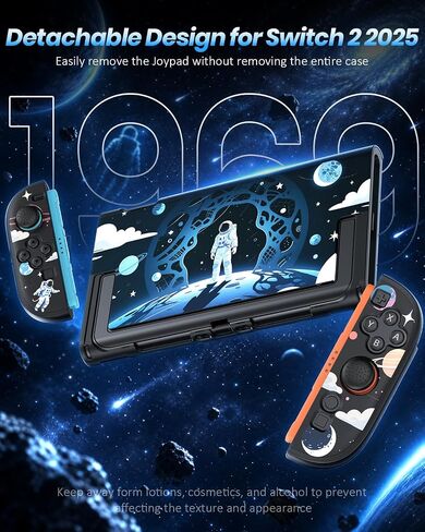 FYOUNG Dockable Protective Case for Nintendo Switch 2 with Space Pattern | Slim Cute Cover for Joycon and Console,Precision Kickstand Cutout, Switch 2 Accessories Detachable Separate PC Hard Shell in Saudi Arabia