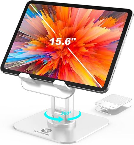 OCYCLONE iPad Stand, 360° Rotating Adjustable Foldable iPad Tablet Stand Holder for Desk Compatible with Kindle Tablet iPad 4" - 15.6" Portable Monitor Stand, Black in Saudi Arabia