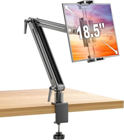 Portable Monitor Stand Large Clamp - Heavy Duty Aluminum Body Support up to 4.4LBS 16" 17.3" 18.5 inch 360° Rotating Base Swivel Foldable Desk Stand for iPad Holder Tablet Mount for Kitchen/Travel in Saudi Arabia