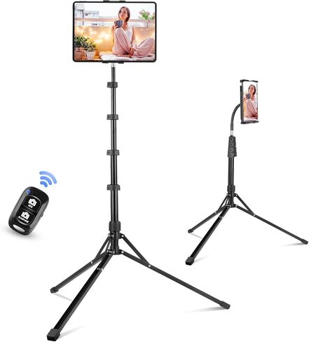 Aureday Adjustable Tripod Stand, 67" Height, Tablet Holder for iPad mini/Air/Pro, Kindle, Switch, Smartphones, 4.7"-12.9" Devices in Saudi Arabia