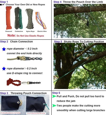 upgrade 53 Inch High Reach Tree Limb Hand Rope Chain Saw Cuts Branches Manual Pocket Chainsaw with 68 Sharp Blades on Both Sides for Gardening Camping Hiking Survival Gear-No Ropes Included in Saudi Arabia