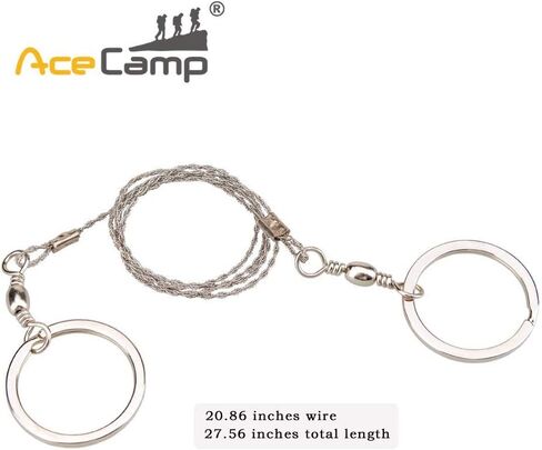 منشار سلك جيب من الفولاذ المقاوم للصدأ من AceCamp، أداة منشار يدوية مدمجة للبقاء على قيد الحياة، شفرة منشار يدوية محمولة لحبل الطوارئ لقطع الأشجار والخشب والتخييم والمشي لمسافات طويلة في الهواء الطلق in Kuwait