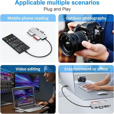 CFast 2.0 Card Reader, USB C CFast Card Reader 3.0 5Gbps CFast/CF/SD/TF/XD - 5 in 1 Memory Card Reader/Adapter for San Disk, Lexar, Transcend, Sony Card, Read CFast/TF/SD/XD/CF 5 Cards Simultaneously in Kuwait