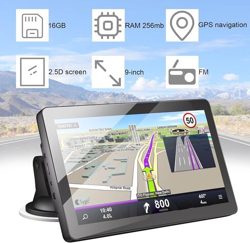 GPS Navigator for Truck Car, 9'' Truck GPS Commercial Drivers with 2026 Map | Trucker GPS with Maps (Free Lifetime Updates),Real Voice Spoken Reminding Navigation System for Cars with Red Light Warning in Saudi Arabia