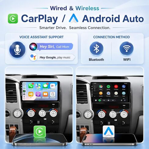 5G-WiFi6 (4Core 64G ROM) Car Radio Stereo for Toyota Tundra 2007-2013,10 inch Touch Screen Head Unit with Wireless Carplay Android Auto GPS Bluetooth SWC FM Mirror Link Backup Camera in Saudi Arabia